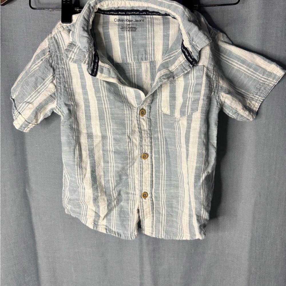 Calvin Klein Jeans Kids Blue and White Striped Shirt
